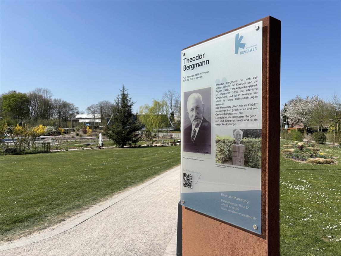 Die Cortenstahl-Stele von Theodor Bergmann und das Inhalatorium im Solegarten St. Jakob stehen am Ostermontag ganz im Fokus der Gesundheit. Foto: Wallfahrtsstadt Kevelaer 