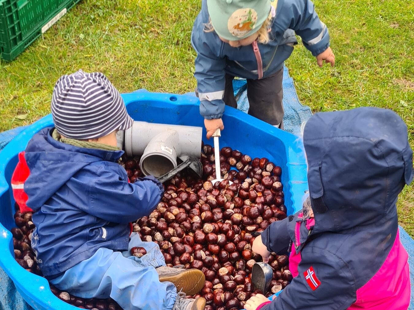 Die Kinder spielen auch zusammen – wie hier etwa mit Kastanien. Foto: privat