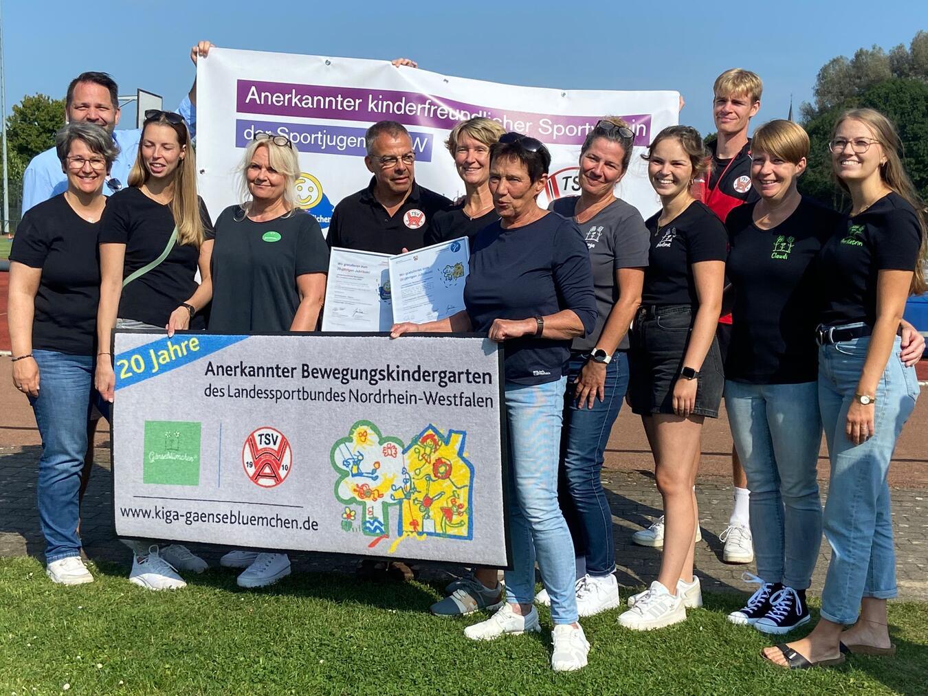 Die Kita Gänseblümchen feierte ihr 20-jähriges Zertifikat zum anerkannten Bewegungskindergarten.Foto: privat