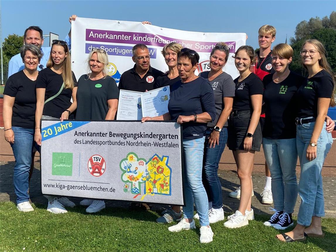 Die Kita Gänseblümchen feierte ihr 20-jähriges Zertifikat zum anerkannten Bewegungskindergarten.Foto: privat