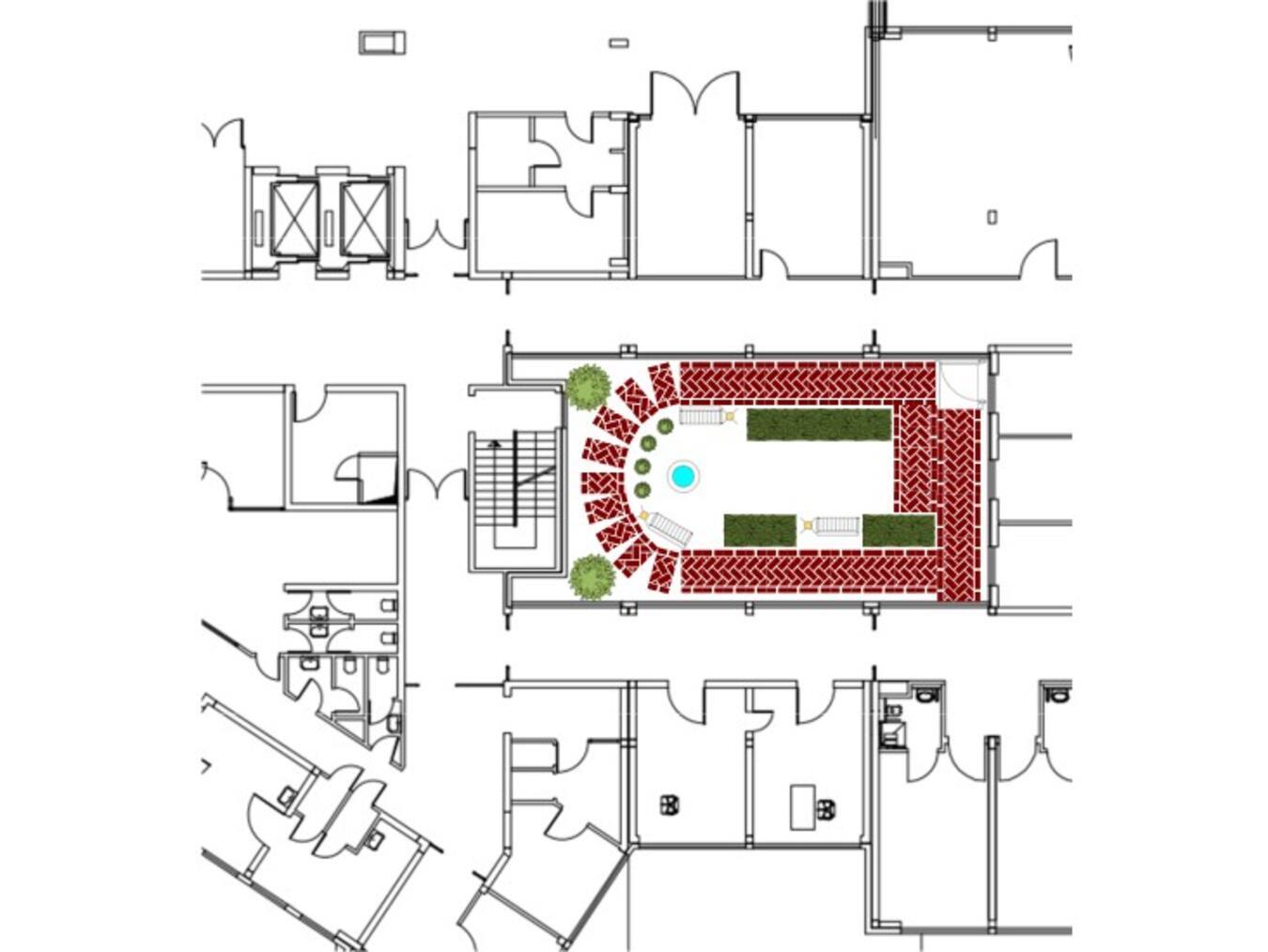 Die Planungs-Skizze für den neu zu gestaltenden Innenhof im Krankenhaus Geldern.