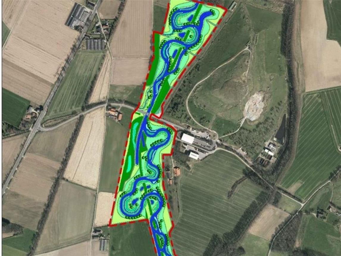 Die Planungsskizze zeigt den neu gestalteten auf 2,2 km verlängerten Niersabschnitt im Rahmen der Renaturierung Meykesbos.