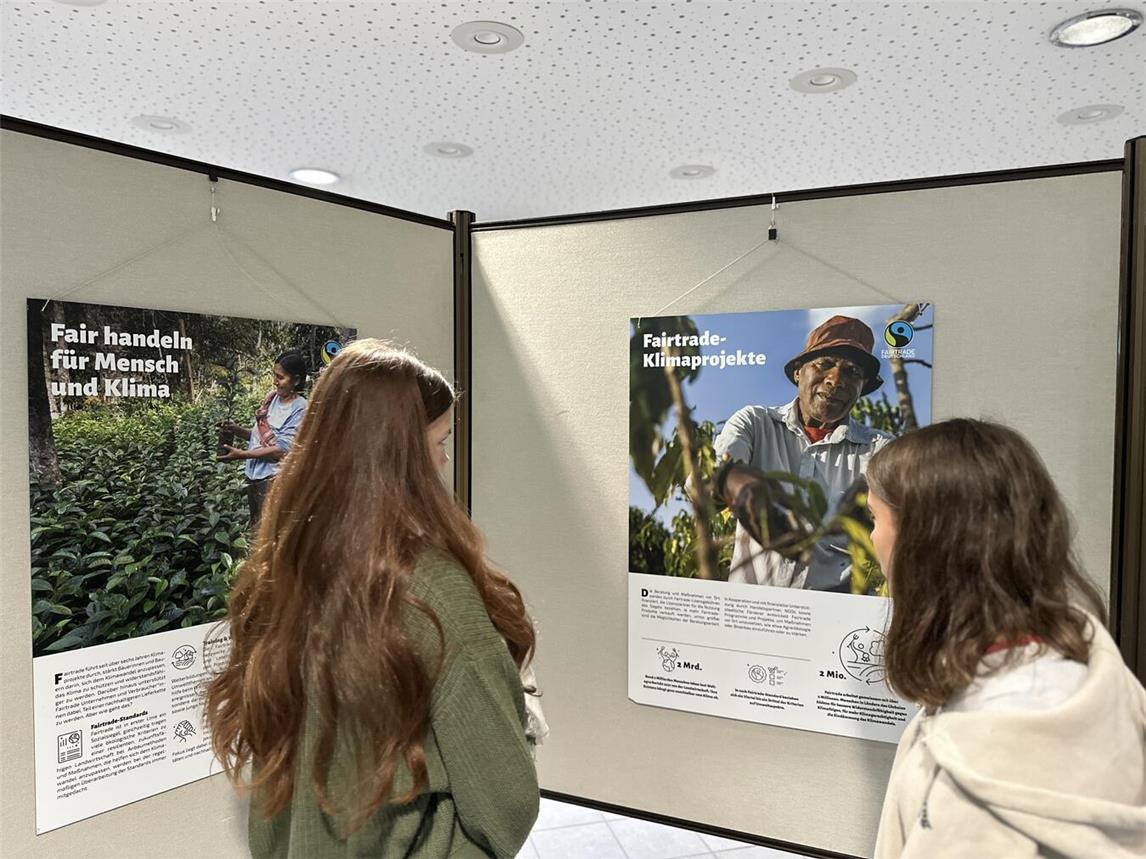 Die Schüler schauten sich die Inhalte der sieben Info-Plakate an. Foto: Stadt Geldern/Terhorst