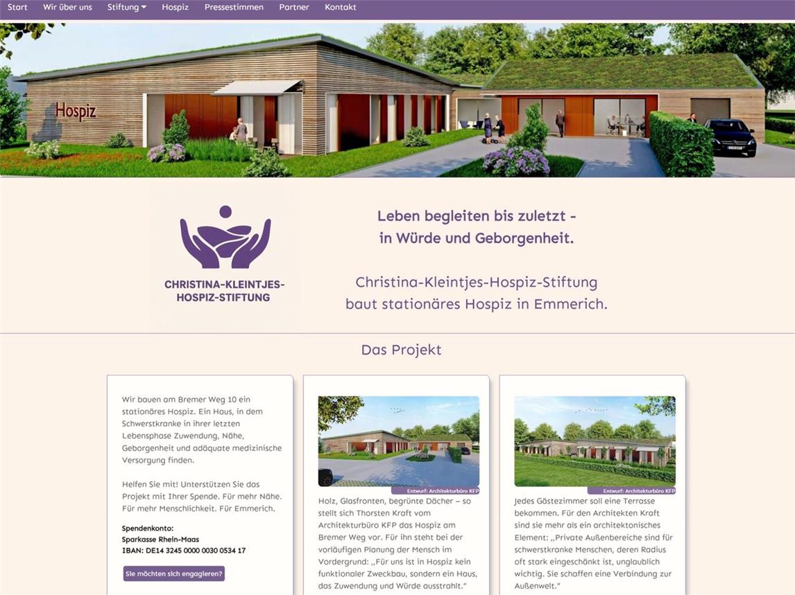 Die Startseite der neuen Homepage der Hospiz-Stiftung.