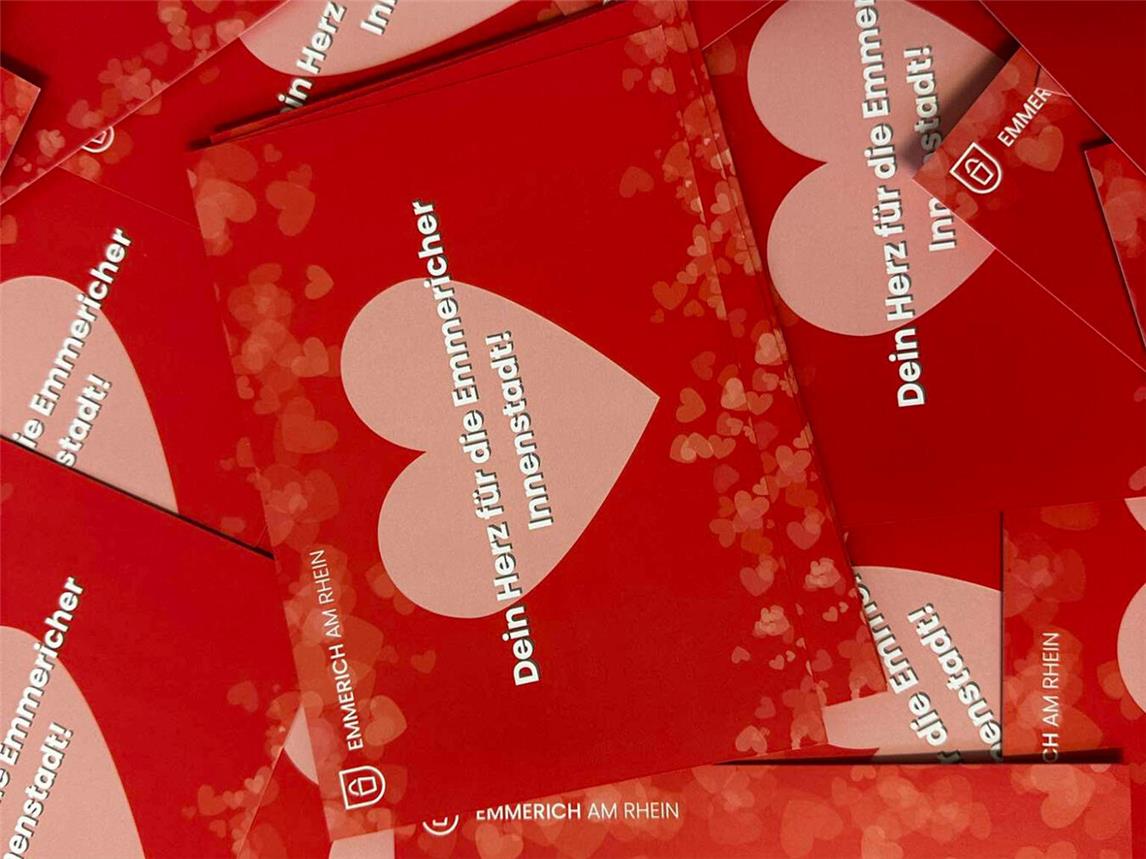 Die Teilnahmekarten zur Valentinsaktion in Emmerich. Foto: WfG Emmerich