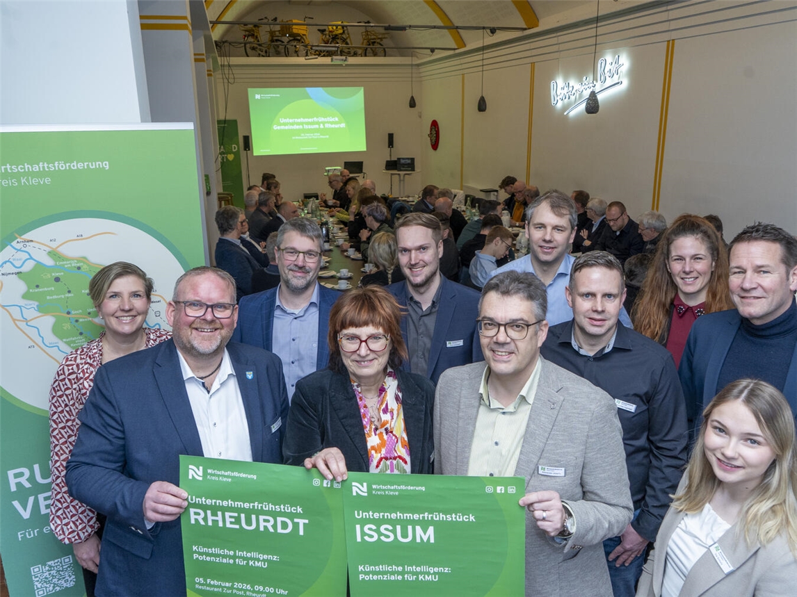 Die Teilnehmer des Unternehmerfrühstücks in Rheurdt. Foto: Gerhard Seybert