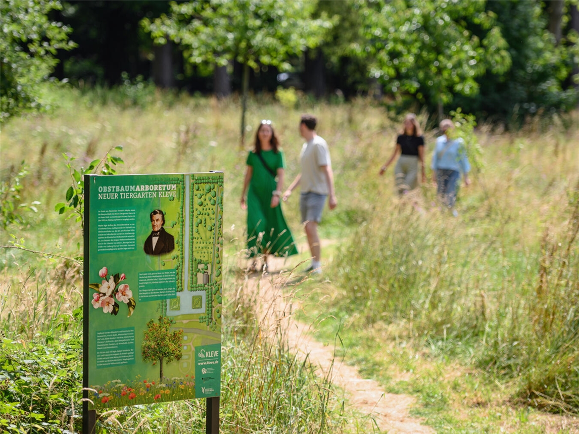 Die Teilnehmer erfahren spannende Details über die Historie der Anlage sowie über das neu gestaltete Obstbaumarboretum. Foto: WTM/Markus van Offern