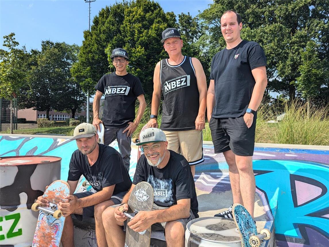 Die Veranstalter des K-Vibez-Festivals: (v.l) Marko Bertino, Thomas Meyer, Julian Binn (Kevelaer-Marketing), Max Lehnen, Stephan Osterkamp. NN-Foto: JK