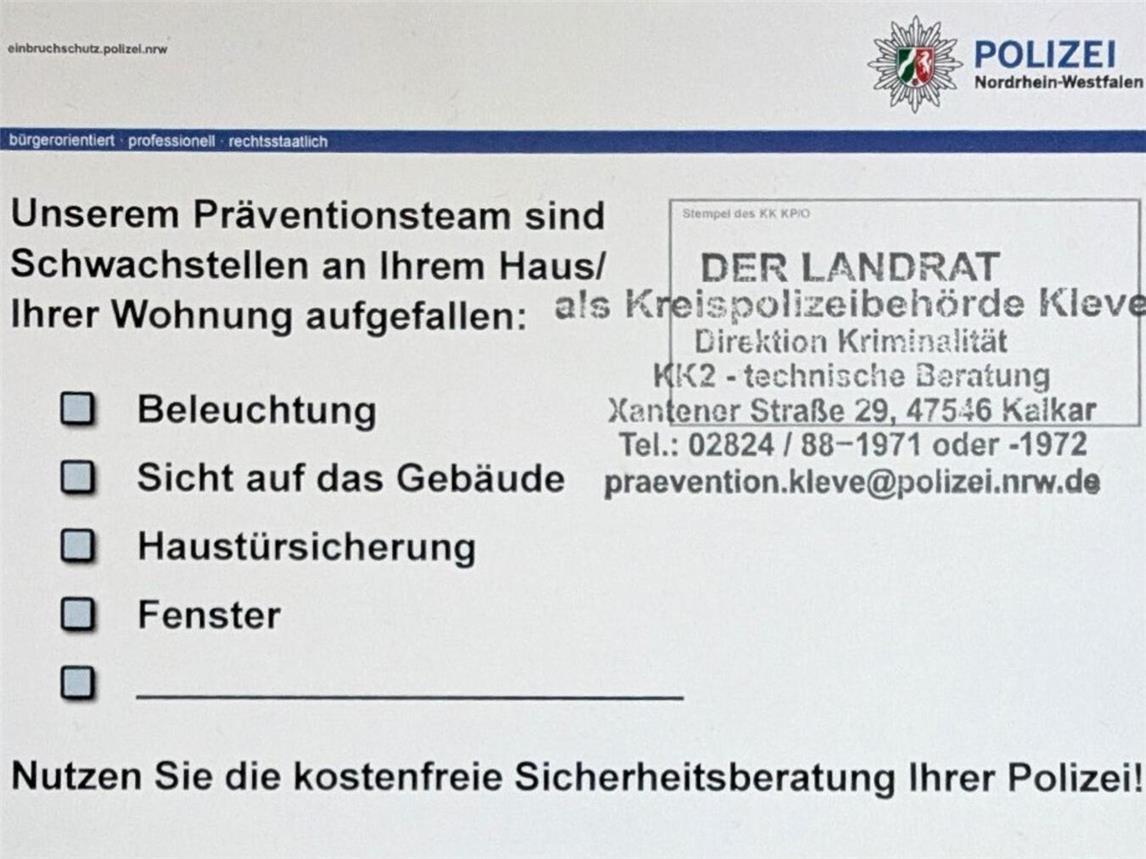 Diese Infokarten werden die Polizeibeamten verteilen.Foto: Polizei