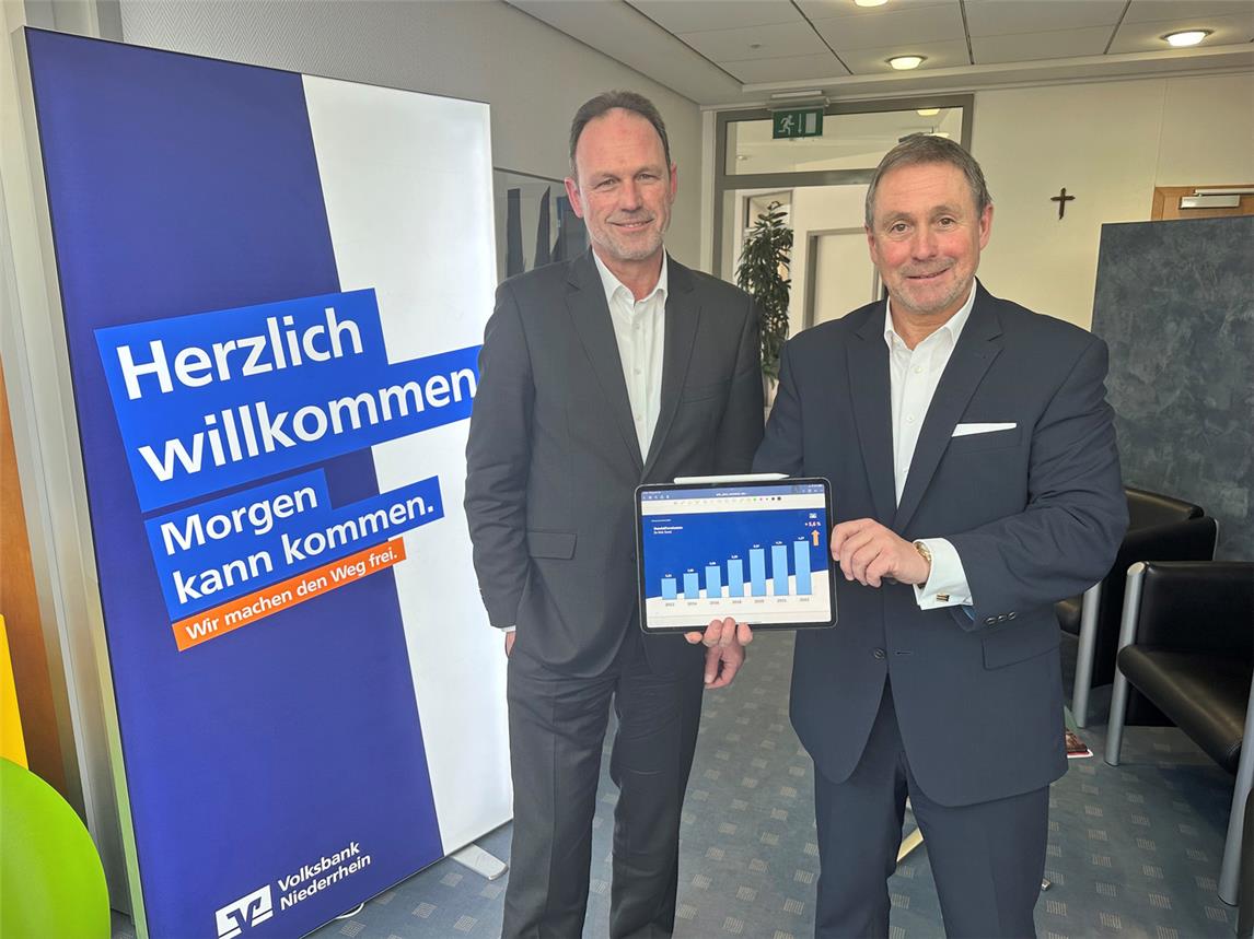 Dieter Hackstein (l.) und Vorstandschef Guido Lohmann stellten die Geschäftszahlen für das Jahr 2022 vor. NN-Foto: SP