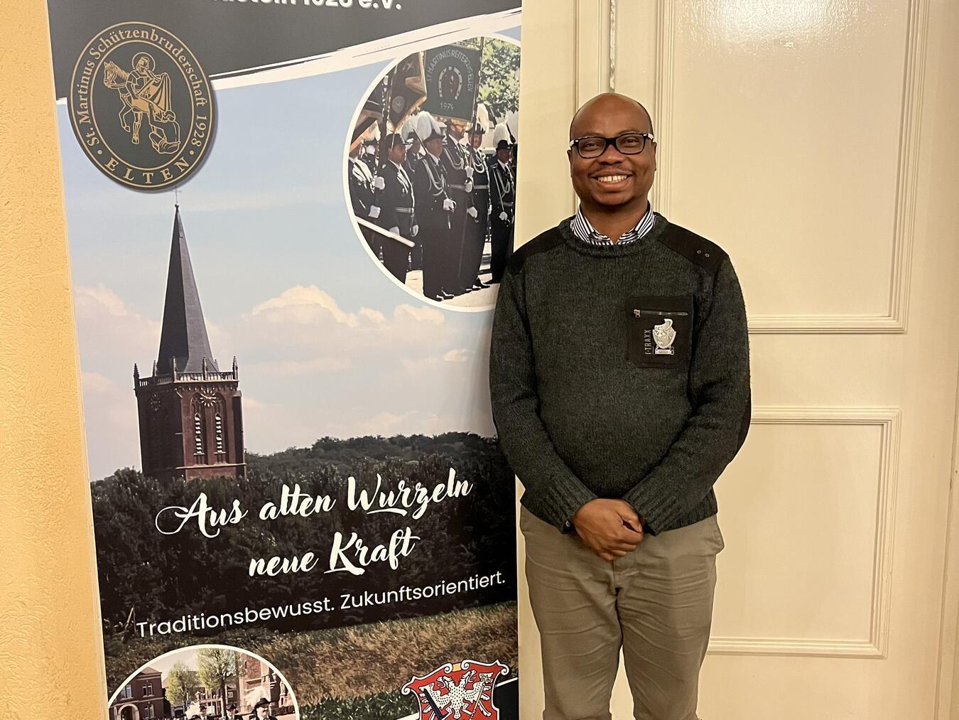 St.-Martinus-Schützen in Elten bestätigen Vorstand Dr. Égide Muziazia ist seit Sommer 2023 der Präses der Eltener Bruderschaft. Foto: privat
