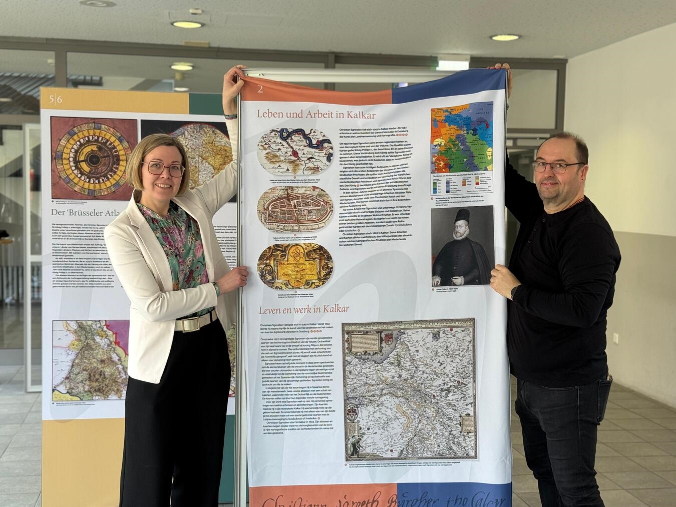 Dr. Yvonne Bergerfurth und Ralf Hendrix vom Gelderner Stadtarchiv freuen sich auf die Ausstellungseröffnung am 8. März.Foto: Stadt Geldern/Gossens