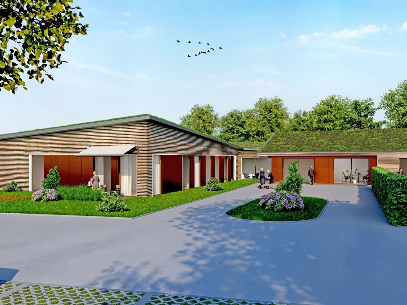 Entwurf des neuen Hospizes am Bremer Weg 10 in Emmerich. Grafik: Christina-Kleintjes-Hospiz-Stiftung