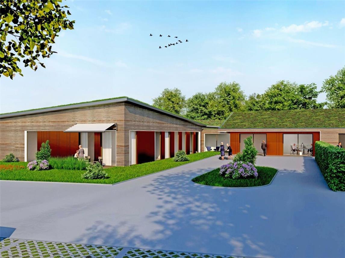 Entwurf des neuen Hospizes am Bremer Weg 10 in Emmerich. Grafik: Christina-Kleintjes-Hospiz-Stiftung