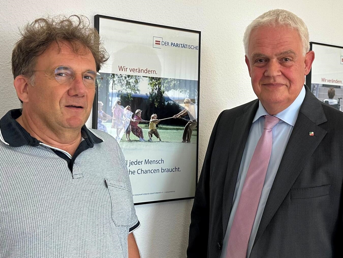 "Georg Hiob und Dr. Günther Bergmann MdL in der Paritätischen Geschäftsstelle Kleve, Treffen der Sozialpolitik"