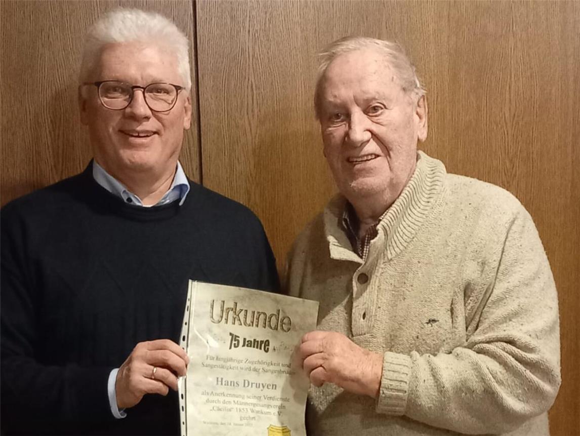 Hans Druyen wurde für 75 Jahre Mitgliedschaft ausgezeichnet.