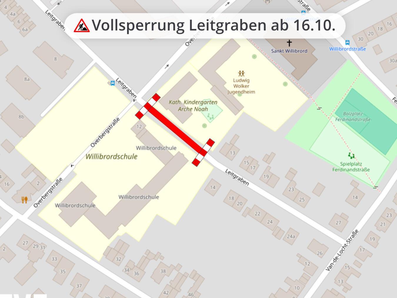 In Kellen werden ab dem 16. Oktober Kanalanschlüsse gelegt. Grafik: Stadt Kleve/openstreetmap.org
