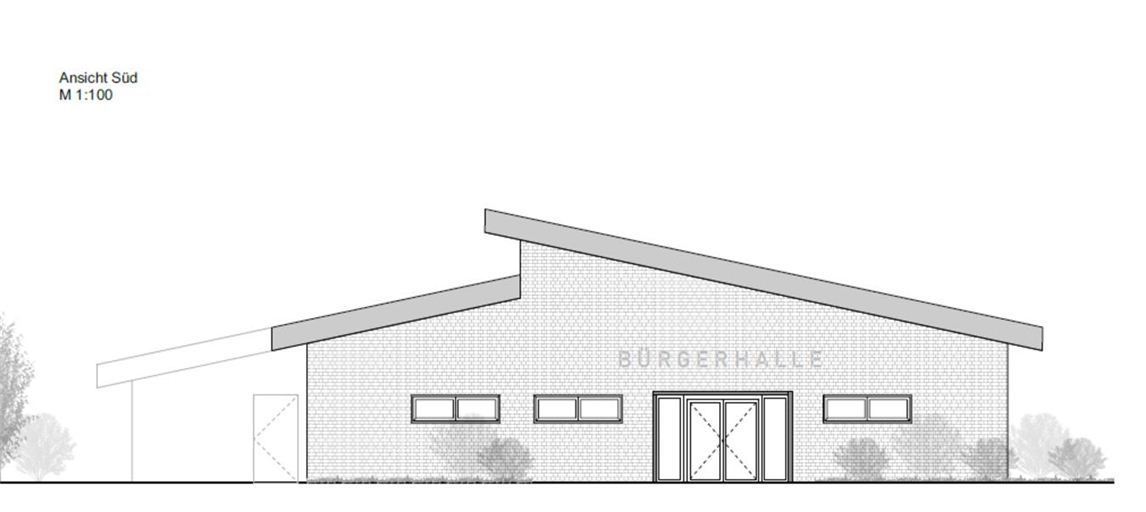 Ansicht der geplanten neuen Bürgerhalle in Wankum