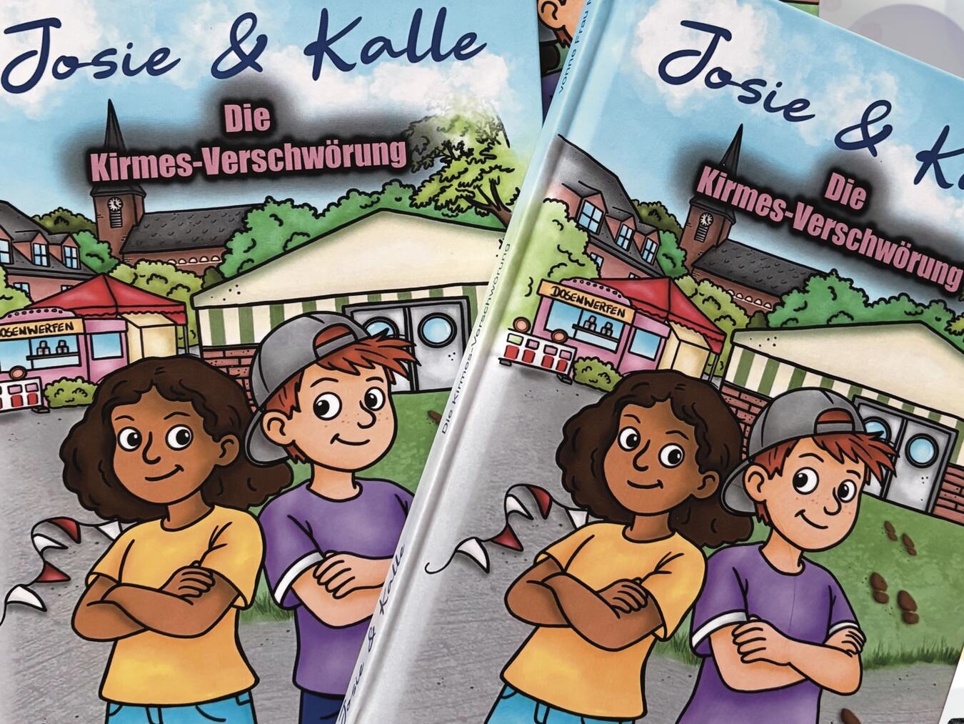 "Josie & Kalle – Die Kirmes-Verschwörung Buchcover, Illustration von Silvia Meier, Fortsetzung von Fröhlingen-Abenteuer"