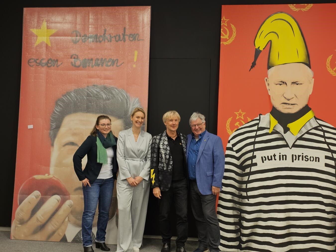 Eröffnung Niederrheinisches Museum Kevelaer 8. Mai: Veronika Kaenders, Jenny Geißler-Bentler, Thomas Baumgärtel, Dr. Stephan Mann.