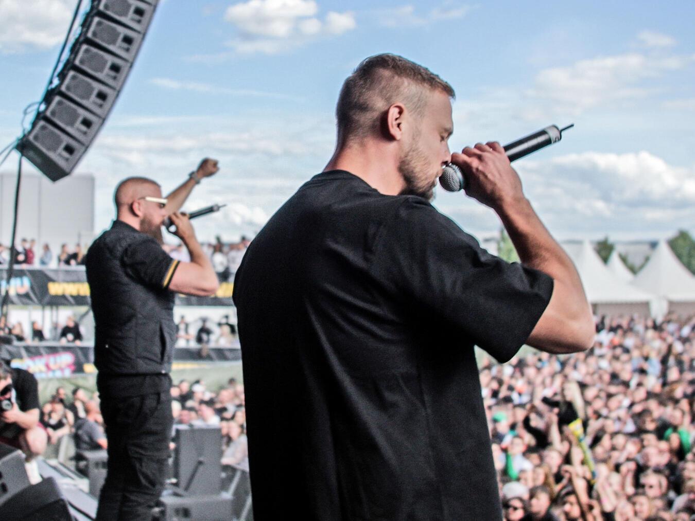 Marcel Reuling und Kollegah bei einem gemeinsamen Auftritt.