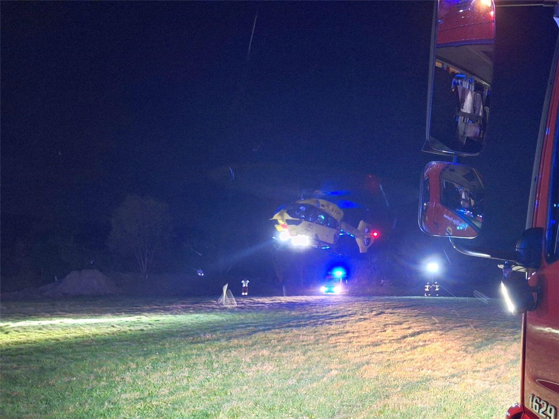 Ein startender Rettungshubschrauber