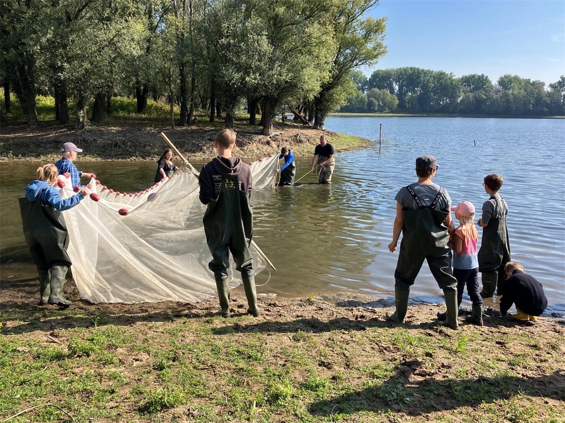 "Fischernetz am Ufer fängt Fische, Uferzugnetz, nachhaltige Fischerei, Foto von Svenja Storm"