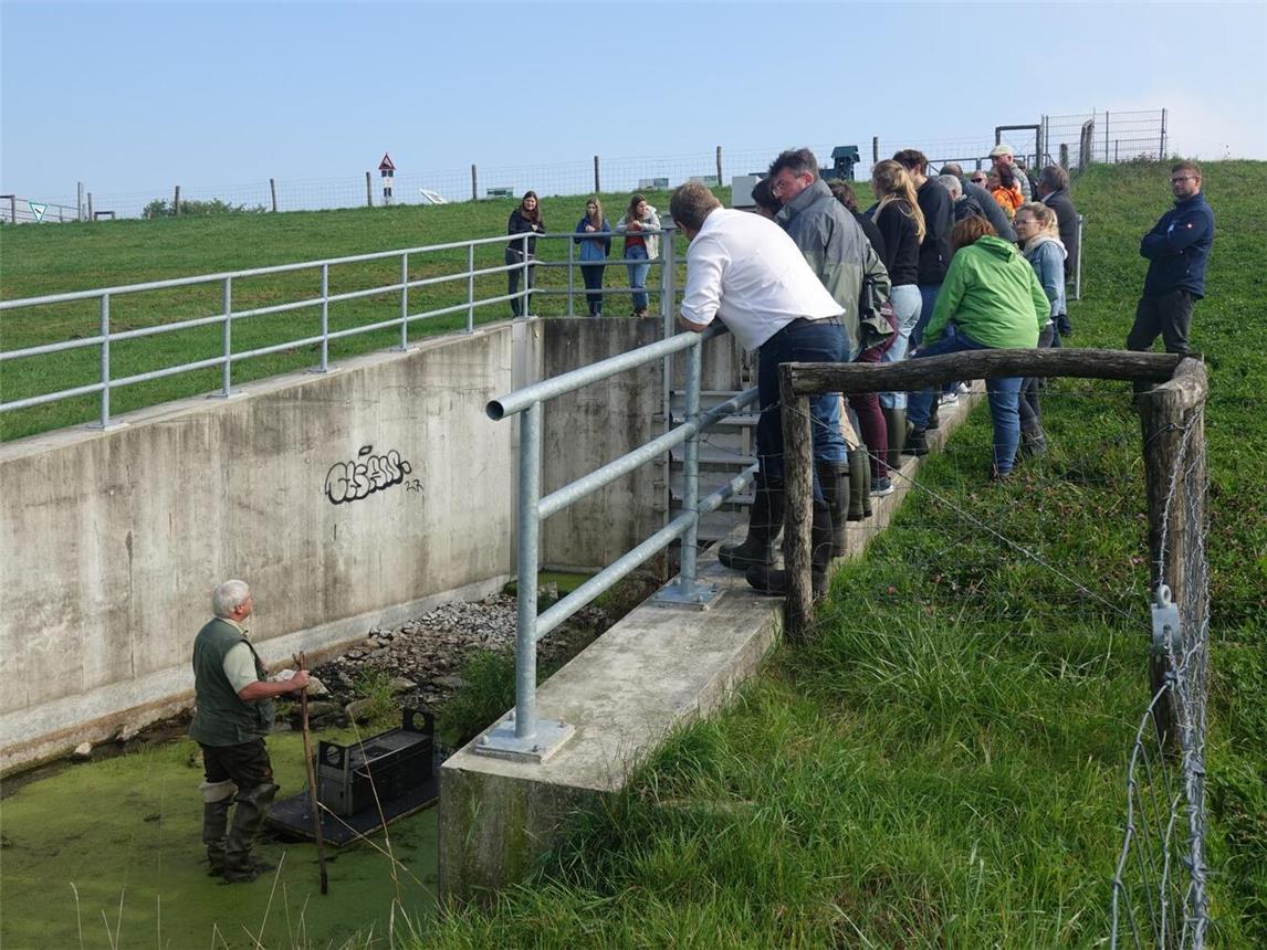Nach einer Präsentation ging es direkt zum Projektgebiet, wo den Teilnehmern die im Projekt verwendeten Methoden und Erfahrungen anschaulich vorgestellt wurden. Foto: Naturschutzzentrum im Kreis Kleve