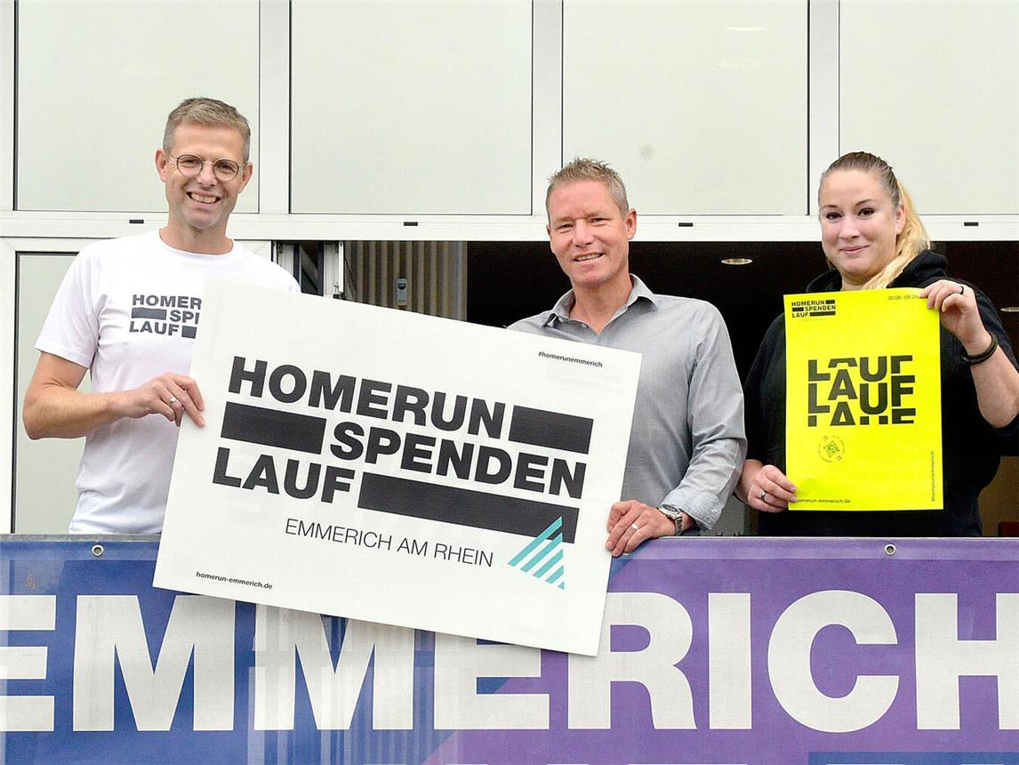 Organisieren den vierten Homerun in Emmerich: (v. l.) Simon Berntsen, Jörg Bujar und Ota Wennekers. NN-Foto: Rüdiger Dehnen