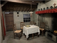 Platz nehmen können Besucher in einer Kulisse zum bekannten Werk "Die Kartoffele...