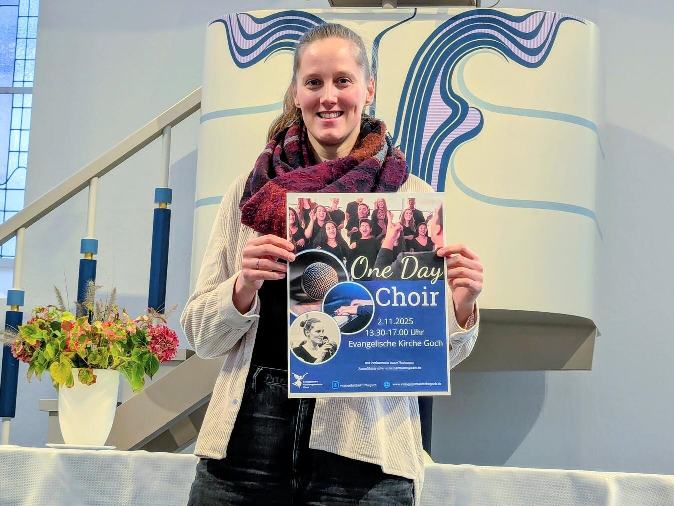Erstes One Day Choir Event steht Sängern in Goch bevor Popkantorin Anne Hartmann bringt das Konzept von „One Day Choir“ nach Goch. NN-Foto: J. Kurschatke