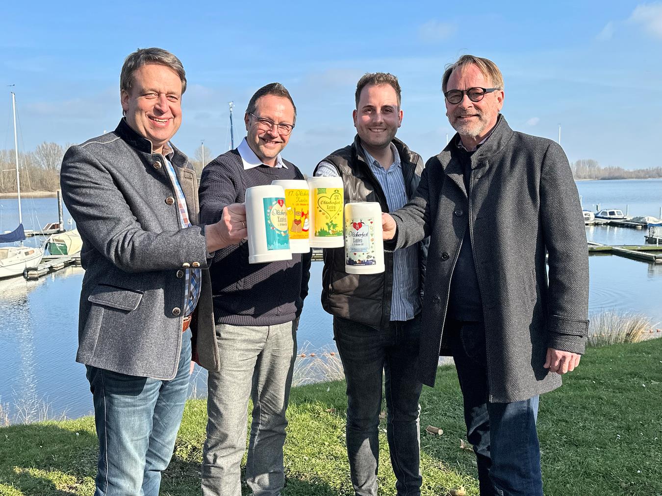 Ralf Berensmeier (Kreis Wesel), Bürgermeister Thomas Görtz, Ludwig Ingenlath (FZX) und Axel Hoppe (RVR; v.l.) präsentierten das Programm der diesjährigen Xantener Wiesn. NN-Foto SP