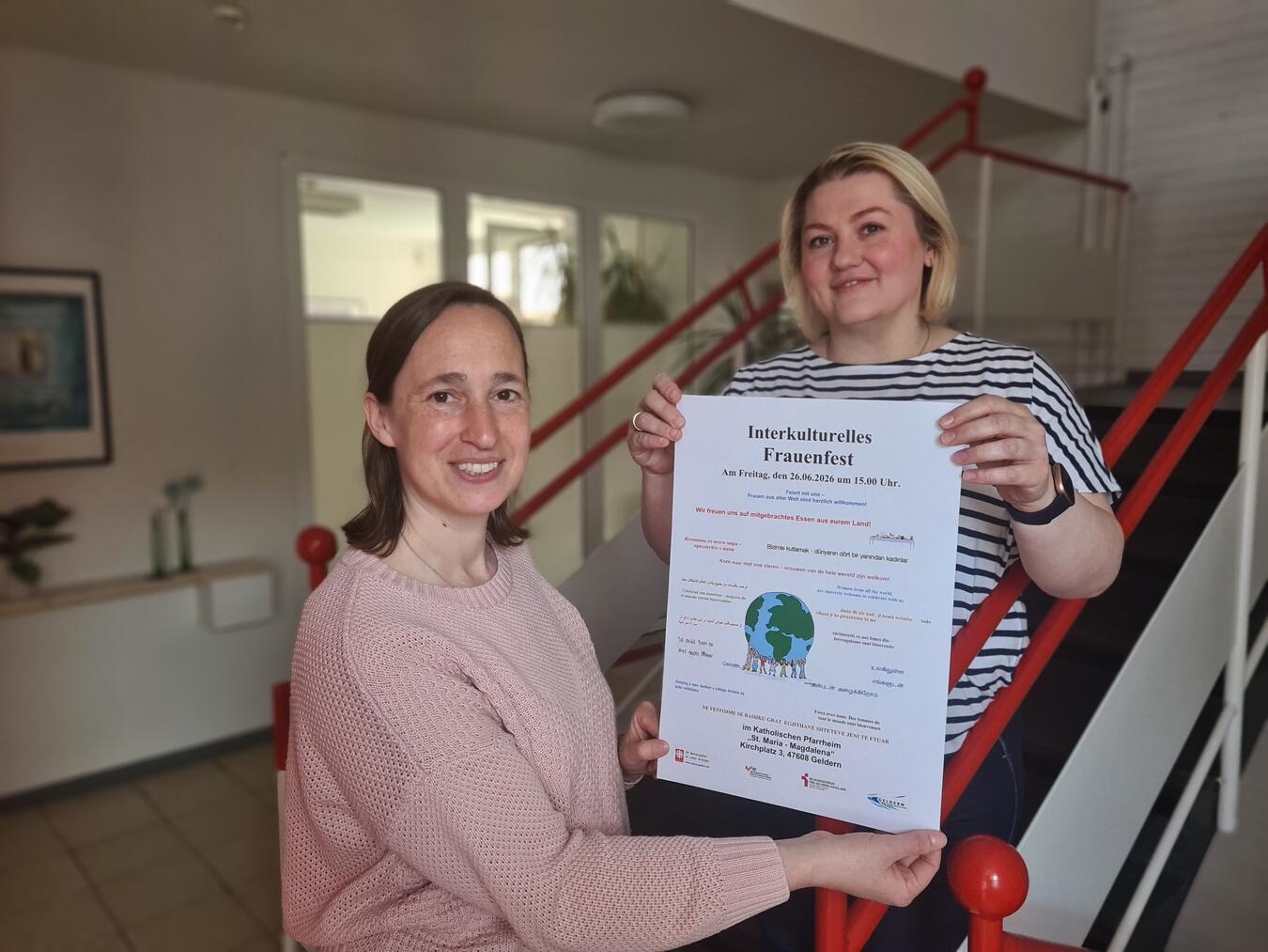 "Regina Matzke und Valentina Janzen suchen Helferinnen für Interkulturelles Frauenfest, Juni, Caritasverband Geldern-Kevelaer"