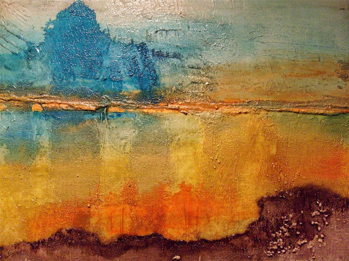 Schmidt zeigt kleinformatige Werke, die durch ihre leuchtenden Farben zum Betrachten einladen. Foto: Peter Schmidt