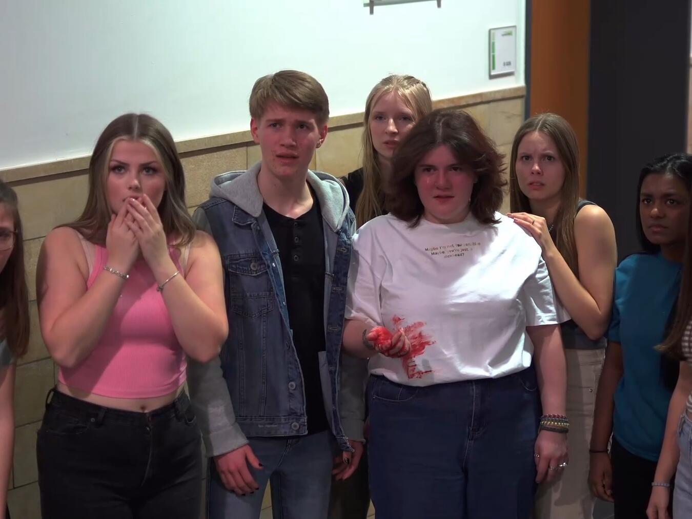 Schüler der Liebfrauenschule in Geldern bringen ihren eigenen Thriller auf die Leinwand Schockierende Ereignisse überschatten eine Schülerparty in der Liebfrauenschule.Foto: privat