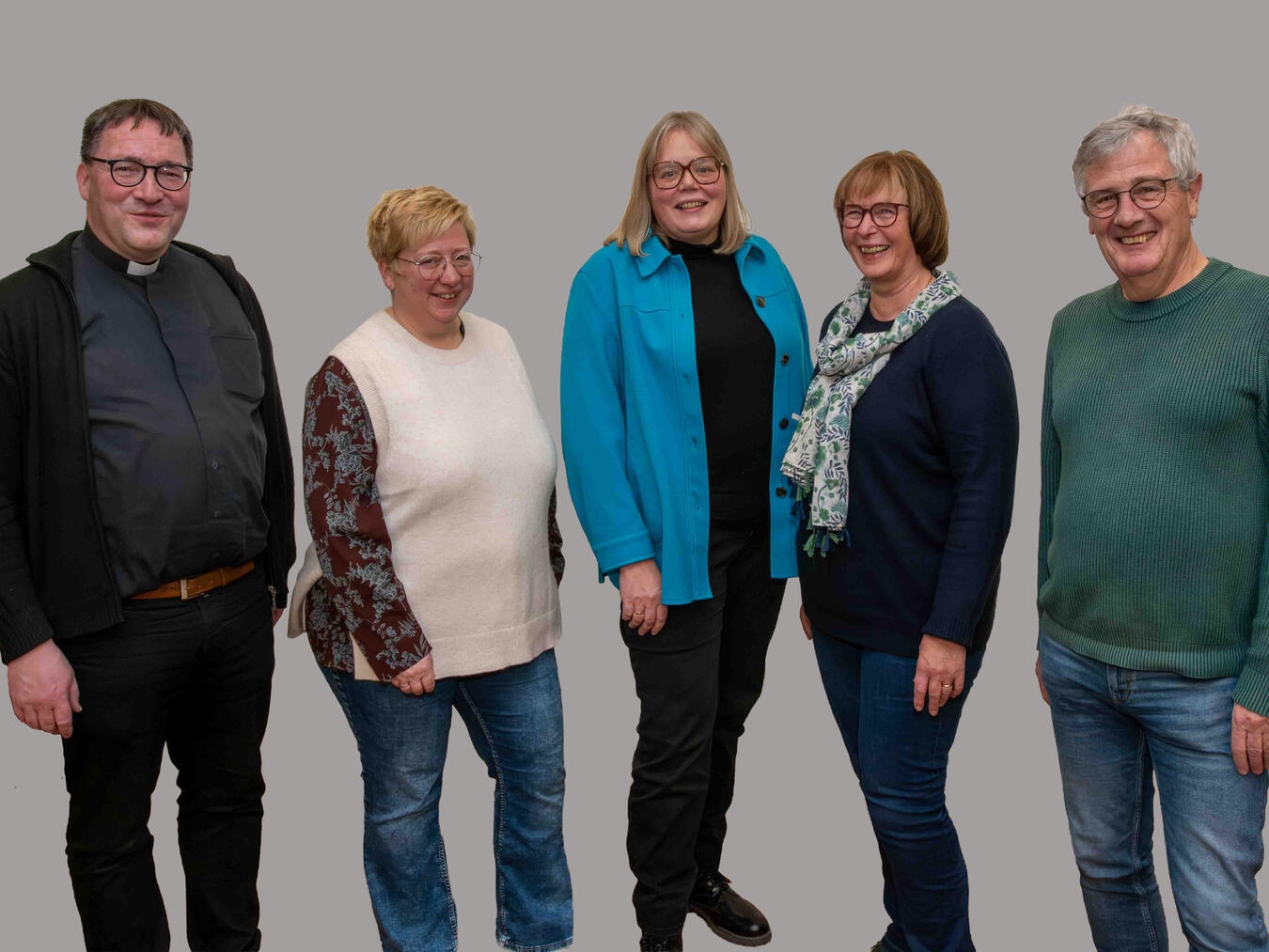 Sie leiten künftig den Pastoralen Raum „A bis Z“: Christoph Scholten, Simone Brücker, Karla Bongers, Monika Brüggemann und Günther Schoofs (v.l.). Foto: Bischöfliche Pressestelle / Christian Breuer