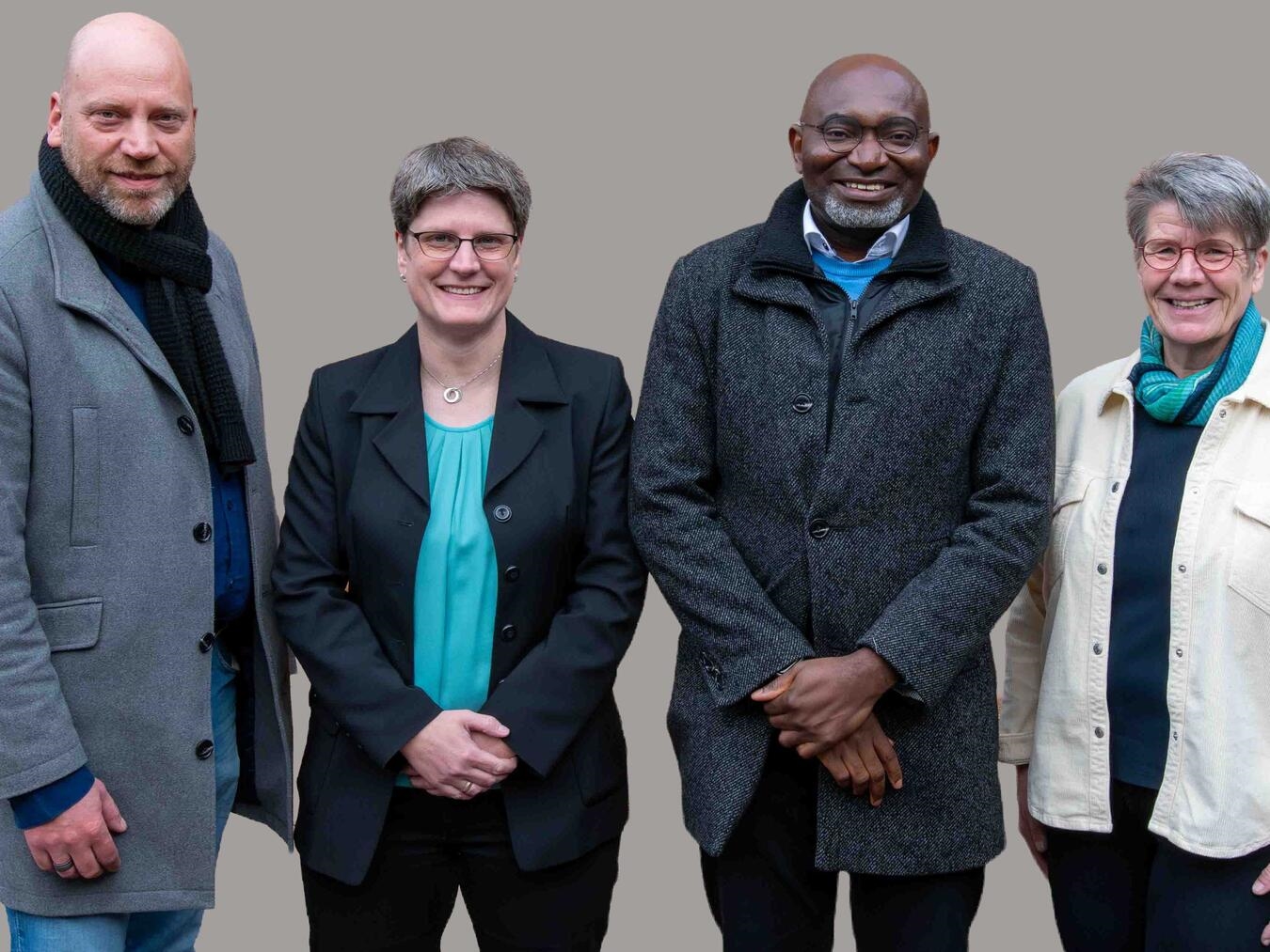 Sie leiten künftig den Pastoralen Raum Goch-Gocherland-Uedem: Stefan Schulte-Werflinghoff, Kirsten Ebben, Uchenna Aba und Anne Broeckmann (v.l.). Foto: Bischöfliche Pressestelle/Christian Breuer