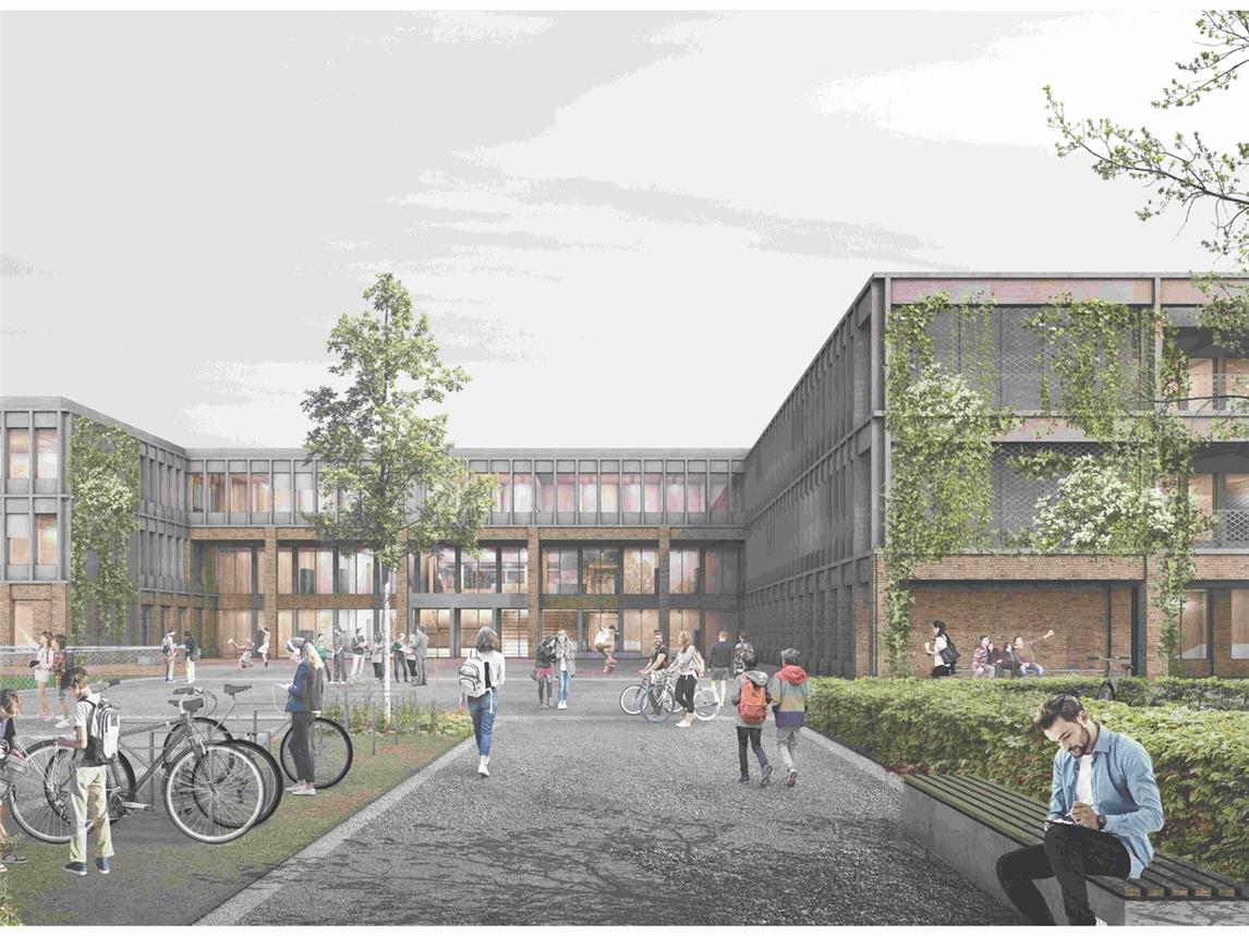 So könnte das Xantener Stiftsgymnasium künftig von außen aussehen. Fotos (2): Stadt Xanten