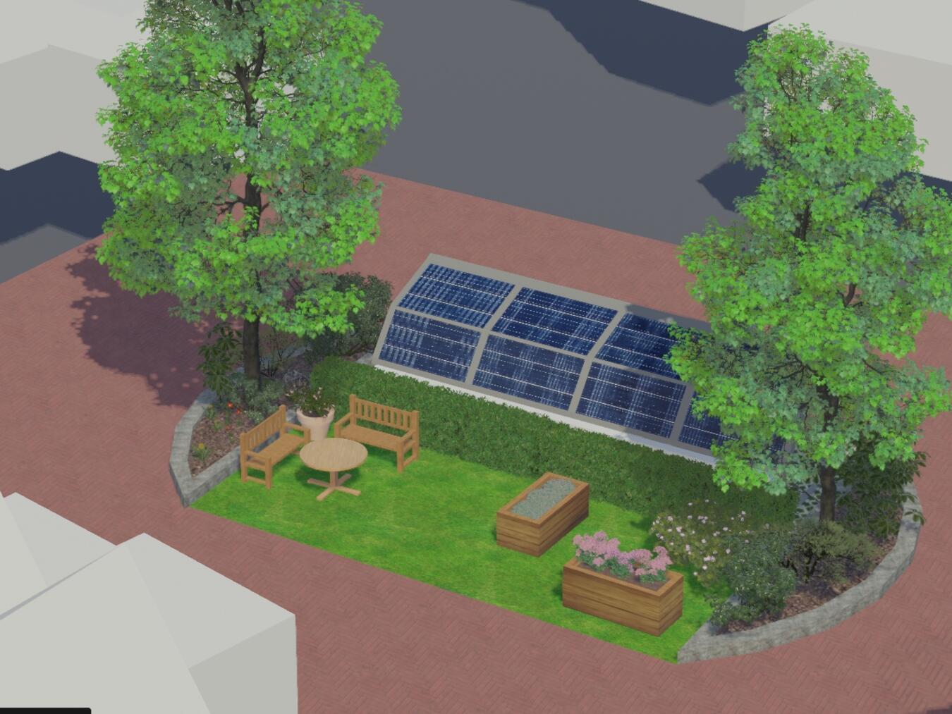 So könnte der Parkplatz an der Hochstraße künftig aussehen.Grafik: Kristina Hülshoff