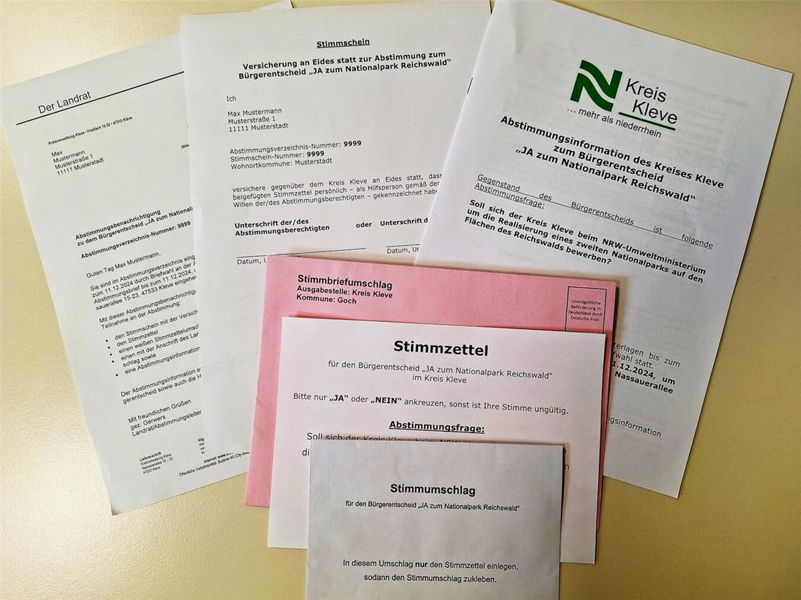 So sehen die Unterlagen zum Bürgerentscheid im Kreis Kleve aus. Foto © Kreis Kleve