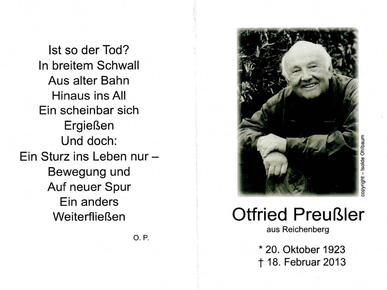 Teil der Sammlung ist auch der Totenzettel von Otfried Preußler. Foto: privat