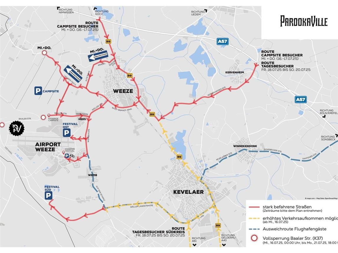 Übersichtskarte zur Verkehrsregelung.Grafik: Parookaville