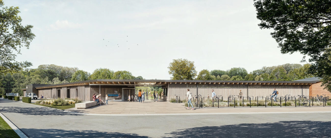 "Visualisierung geplanter Außenbereich, modernes Architekturdesign von loom architekturkommunikation"
