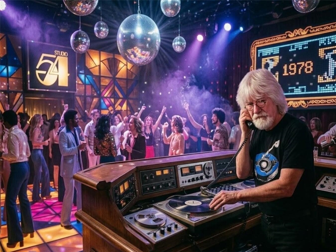 DJ Mike legt im Moya Club Schallplatten von ABBA bis ZZ Top auf, Musik-Event, Nachtclub Atmosphäre, Vinyl Mix, Foto: privat.