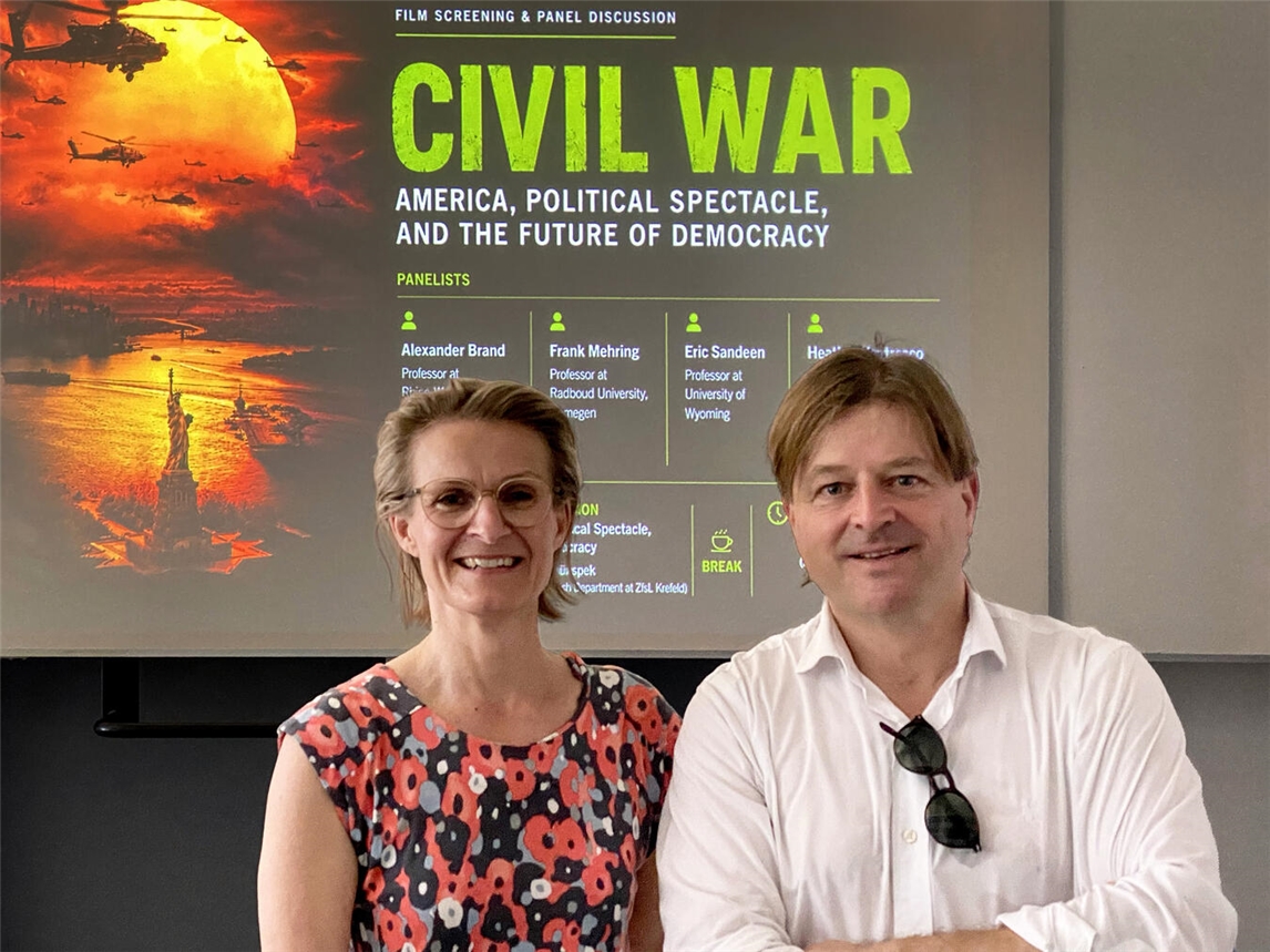 "Diskussion über US-Politik & Europa vor 'Civil War'-Film mit Anke Grünspek, Prof. Mehring, Prof. Brand & internationalen Gästen"