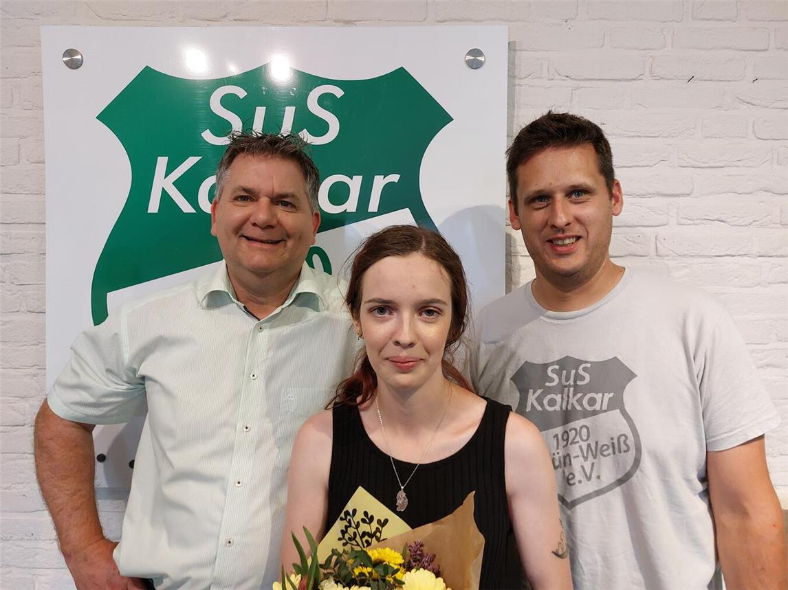 Vorsitzender Marco van de Löcht, Geschäftsführerin Rikarda Haal, 2. Vorsitzender Matthias Janßen (v.l.). Foto: SuS Kalkar