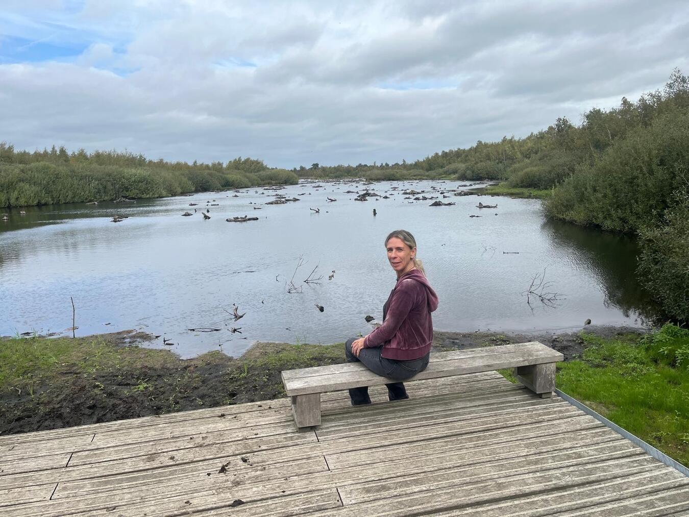 "Weite Landschaft mit ruhigem Wasser im Nationalpark De Groote Peel, Naturidylle und Erholung in den Niederlanden."