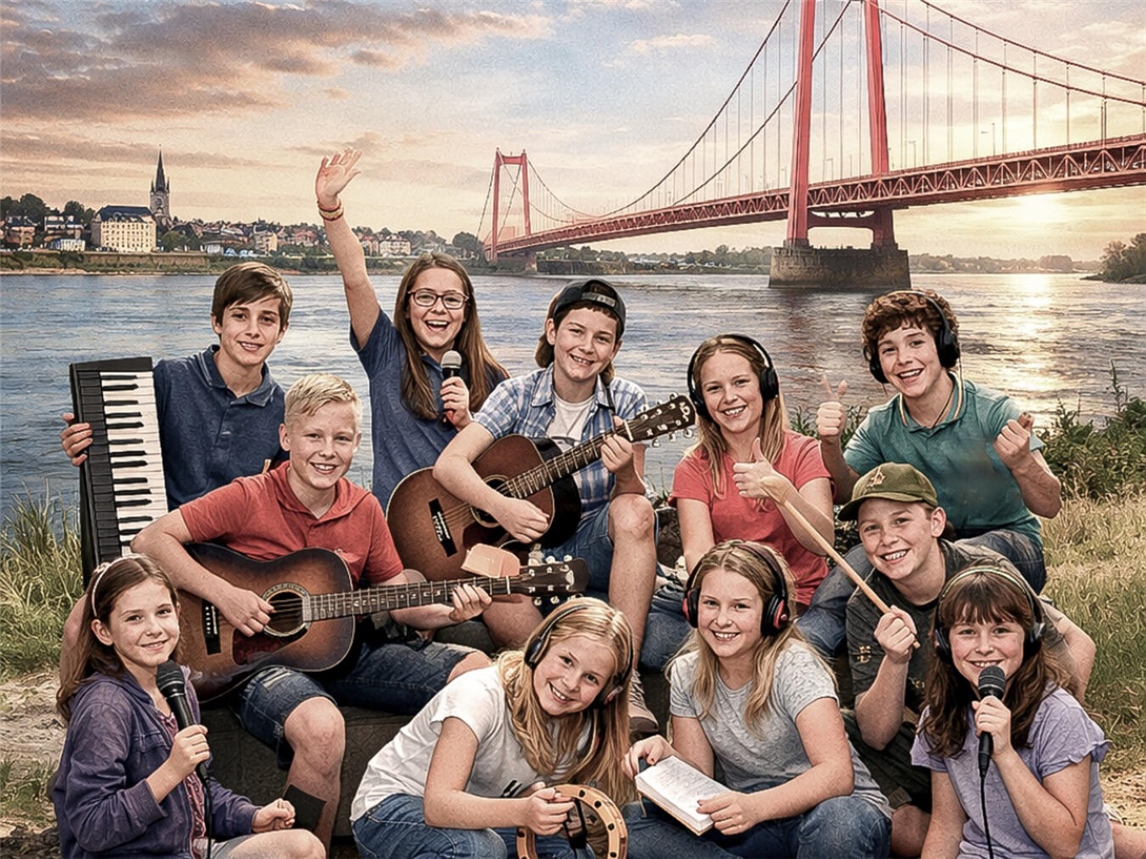 Alt-Tag: "Grafik von 'Unser Song für Emmerich' der Stadt Emmerich, Musikprojekt zur Stadtklangbeschreibung"