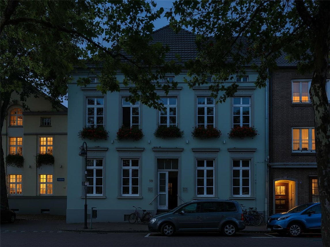 „Wir machen’s aus“ bei der Earth Hour-Aktion am 28. März – so bleiben auch die Lichter der Stadtbücherei, des Koenraad Bosman Museums, des Rathauses und Bürgerhauses für eine Stunde aus. Foto: Stadt Rees/Buckstegen (KI-editiert) 
