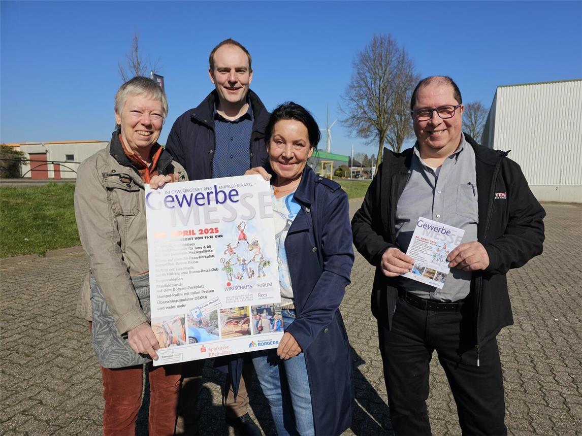 Worauf man sich bei der 10. Gewerbemesse alles freuen kann, verrieten (v.l.) Gabrielle Galler (Vorsitzende Wifo), Stefan Potrykus (Wifo-Schriftführer), Elke Adler (All Clean Adler) und Thomas Schäfer (Sprecher AK Gewerbemesse). NN-Foto: Thomas Langer